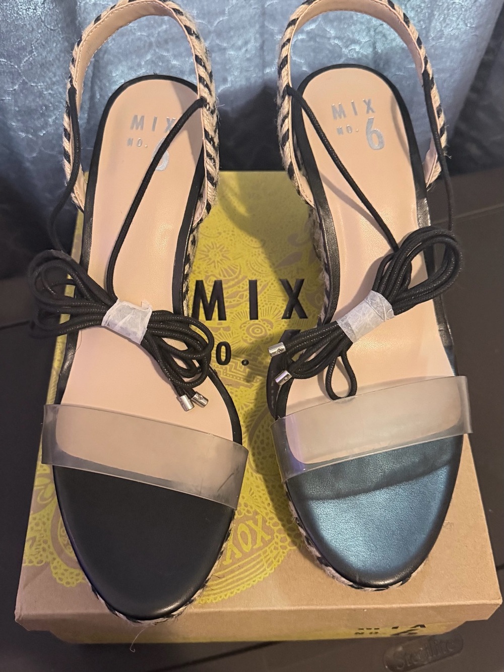 Mix No. 6 Black and Clear Slingback Espadrille Sandals